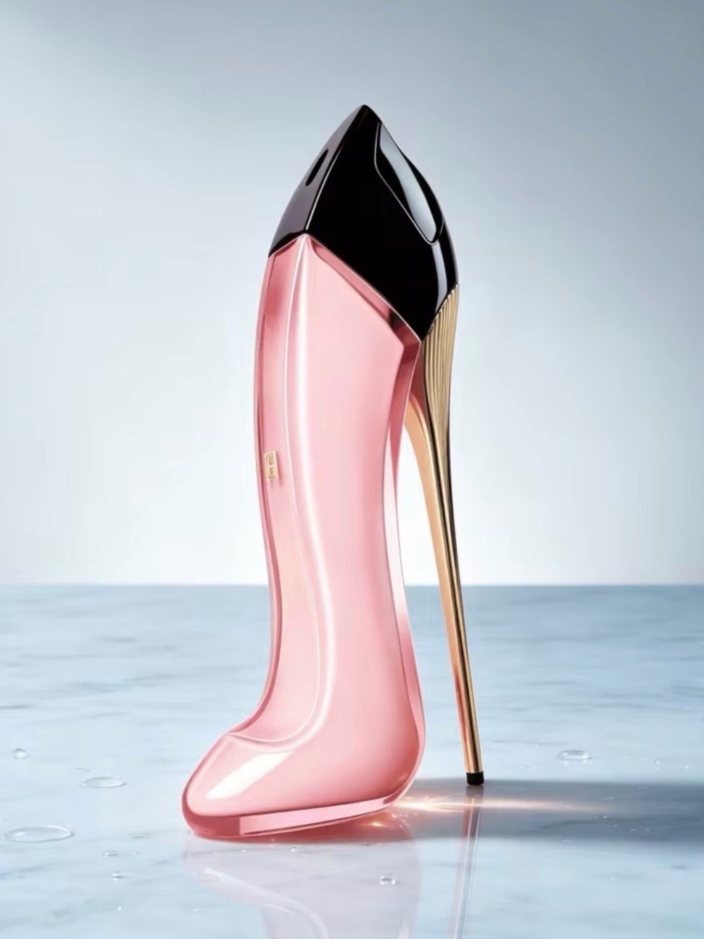 Carolina Herrera Pink and Black Stiletto Heel with Gold Accent